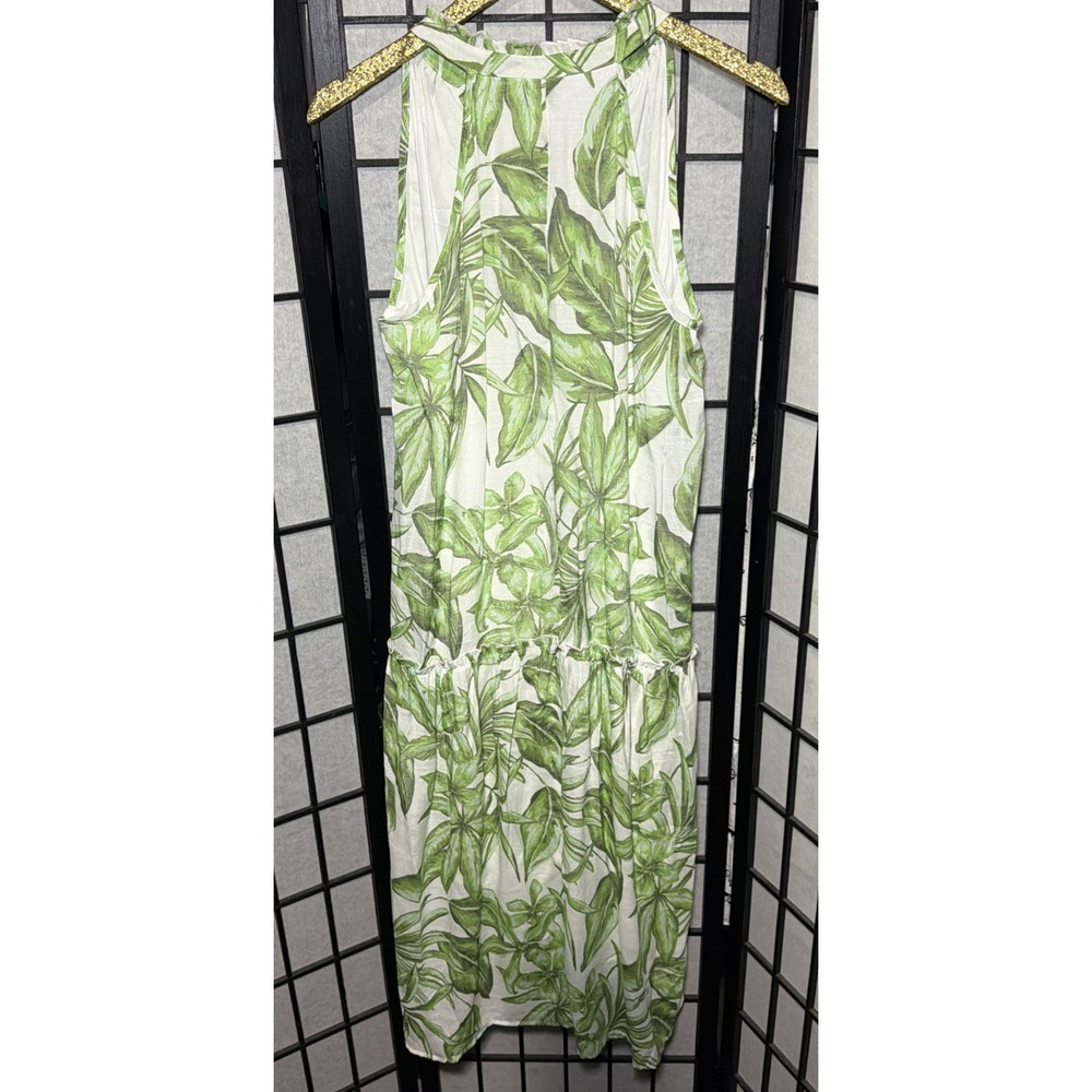 MLLE Gabrielle Women's Green Palm Tree Leaf Summer Maxi Vaca Dress Size M NWT - Picture 8 of 10
